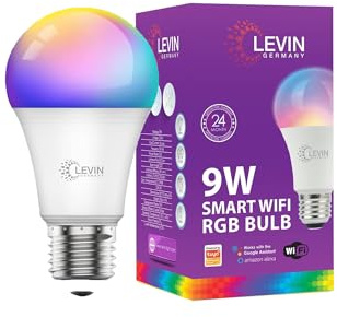 Levin Germany Smart LED Bulb E27 – 9W RGB Colour-Changing Bulb | Dimmable | Wi-Fi & Bluetooth | Works with Alexa & Google Home | 810 Lumens | App & Voice Control | 2-Year Warranty