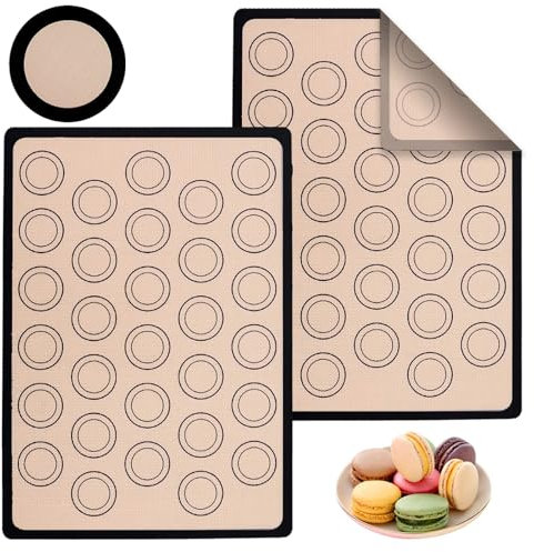 2 tappetini da forno in silicone per macaron, antiaderenti, riutilizzabili, per la cottura, tappetini da forno per dessert, produzione alimentare gourmet, per impastare, teglia per biscotti