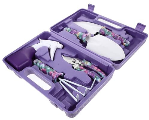 ibasenice Kit Attrezzi Giardinaggio Rastrello Cesoia Spruzzatore e Scatola Trasporto Utensili Per e Piantare