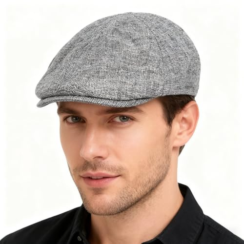 QITHGYD Schiebermütze Herren, 55-59cm Flatcap Aus Baumwolle, Klassische Baskenmütze Mit Verstellbarem Sitz, Leichte Atmungsaktive Schirmmütze Für Herren, Ideal Für Outdoor-Aktivitäten Und Alltag