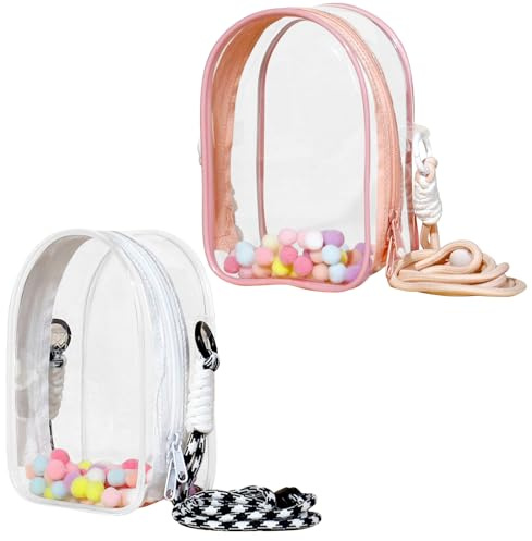 TYXHXTF 2PCS Portable Storage Bag, Protective Case for 17cm la-bu with Cartoon Doll, Mini Blind Box Doll Transparent Backpack Protective