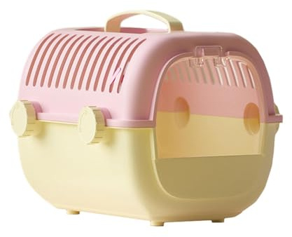 FytStycale Hamstertragekäfig Tragbare Transportbox für Nager mit Wasserflasche Geräumigem Design Komfortabler Belüftung Und Praktischem Griff für Outdoor, Rosa Gelb
