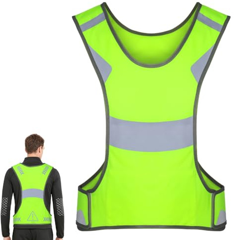 BSBUY Chaleco de Seguridad Reflectante, Chaleco de Seguridad de Alta Visibilidad, Chaleco de Seguridad Amarillo que Refleja para Correr Montar en Bicicleta Caminar y Andar en Moto