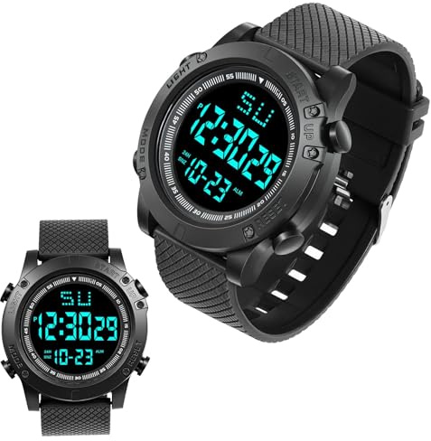 OFFCUP Reloj Digital para Hombre, Impermeable Reloj para Hombre, Reloj Deportivos de TPU Correa con Luz Trasera LED, Alarma, Fecha, a Prueba de Golpes, Relojes de Pulsera para Hombre