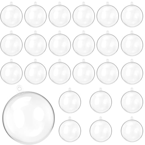QWORK® 25 pezzi palline plastica trasparenti, Ø 6CM palla di natale riempibili, per decorazioni fai-da-te, feste