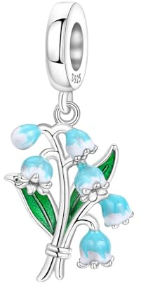 Berlock i 925 sterlingsilver – Blandade blomhängen för armband – Ros, liljekonvalj, bukett, viol, näckros, ginkgo, iris, lotus, orkidé, körsbärsblom, prästkrage, fjärilsmönster