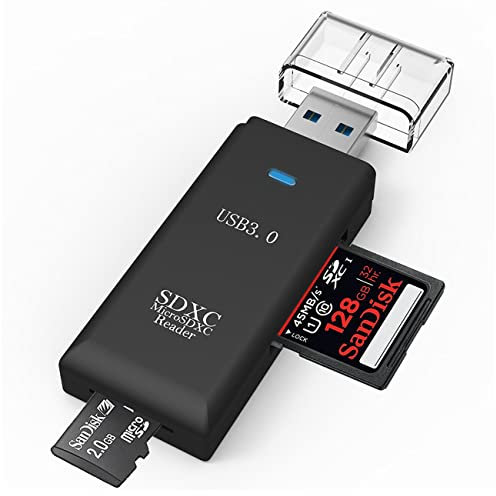 LUPO USB 3.0 Card Reader Adapter for SD SDHC MMC RSMMC MMC mobile MMC micro SDXC Micro SD and T-FLASH. Windows & Mac Compatible, Black
