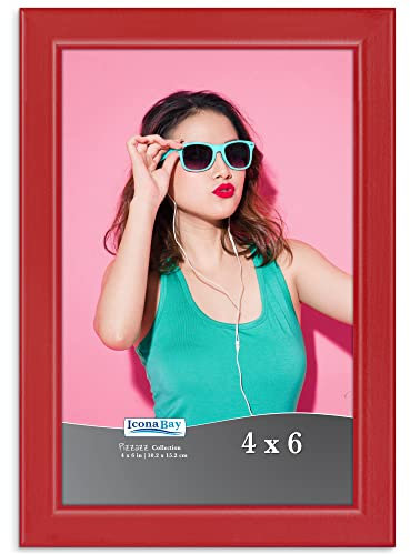 Icona Bay - Cadre photo rouge 10x15 cm - Cadre photo en bois massif coloré style scandinave pour photo - Collection Pizzazz