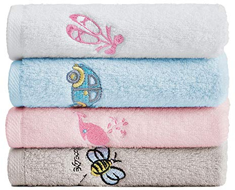 Nanxson Serviettes de Toilette Lot de 4 draps de Bain 100% Coton Ensemble de Serviettes de Bain 30 x 30cm MJ0004 (Ensemble de 4 pièces, Multicolore)