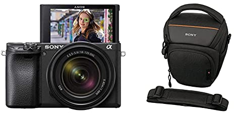 Sony Alpha 6400 | APS-C Spiegellose Kamera mit 18-135mm f/3.5-5.6 Zoom-Objektiv (Schneller 0,02s Autofokus, neigbares Display für Vlogging) + Tasche LCS-AMB