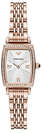 Emporio Armani Ladies 26.00mm Quartz Watch with White Analogue dial and Rose Gold Metal Bracelet Strap AR11406
