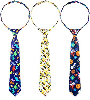 Newcotte Neck Tie 3 Pcs Pre Tied Adjustable Neckties for Formal Wedding Uniforms(Cute Style)