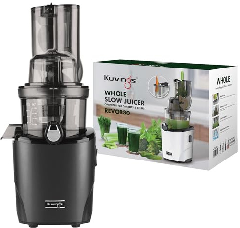 kuvings Estrattore | REVO830 | Spremiagrumi lento | Doppia apertura di riempimento | sistema di taglio automatico | Include set di filtri per frullati e sorbetti Nero opaco_KSP-2478CE