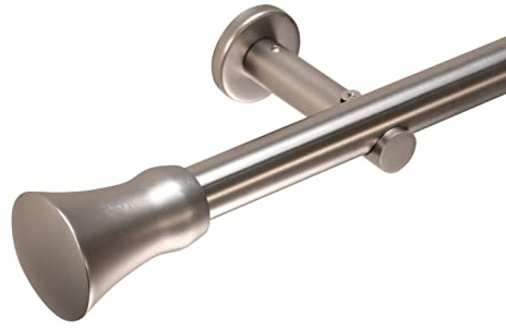 Deco-Raum Gardinenstange auf Maß 25mm Wandträger Style Rohr Endstück Kegel edelstahl-optik nach Maß gefertigt, ohne Ringe 220 cm, geteilt
