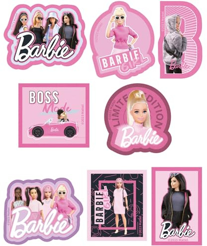 Haberdashery Online 8 toppe Barbie serigrafate da stirare sui vestiti. Applicazioni termoadesive per riparare e decorare pantaloni, giacche, maglioni, zaini