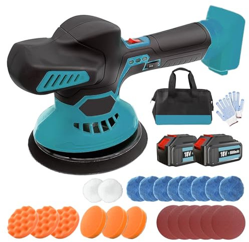 Akku Poliermaschine, kompatibel mit Makita Bürstenlos, mit 2x5500mAh Akku und Ladegerät,145mm Polieren Pad zum Entfernen von Farbe und Mörtel , zum Polieren, Schleifen
