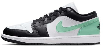 NIKE Air Jordan 1 Low Herren Sneaker, Weiß, Schwarz, Grün, leuchtend, 44.5 EU