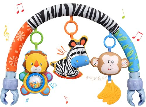 Zendstanding Baby Activity Arch Toy - Clip on Pram Pushchair Baby Toys Musical Sensory Toys Hanging Toys for Newborn 0-12 Months Boy Girl Shower Gifts
