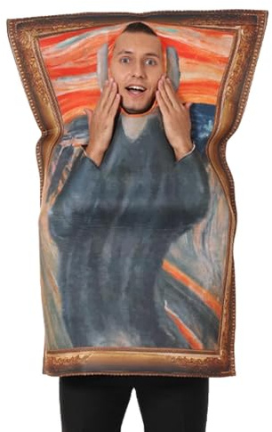 Hogvinnatil Berühmte Gemälde Kostüm 35x25x8cm Lustige Künstler-Kostüme Mona Lisa Halloween Erwachsene Männer Frauen Lustiges Kostüm Tragbar Berühmte Malerei Kostüme
