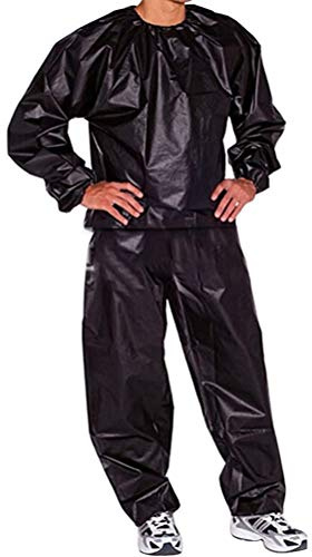 Gonetre Fitness Sweat Sauna Suit Weight Loss Full Body Sweat Sauna Suit Exercise Gym Anti Rip PVC Men Women (Black #23)