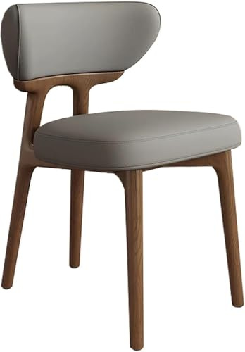Générique Chaise de Salle à Manger Moderne en Similicuir avec Pieds en Bois Massif, Chaise de Salon rembourrée pour Salon et café – Design élégant Gris et Noyer