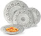 Avilia – Set Piatti Moderni 18 Pezzi in Porcellana con Decoro Mandala Grigio, Servizio Elegante per 6 Persone