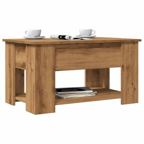 HaoChrymec Couchtisch Artisan-Eiche mit Höhenverstellbarer Tischplatte, Massiver Holzwerkstoff, Viel Stauraum, Modernes Design für Wohnzimmer, 79 x 49 x 41 cm