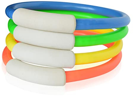 Gogogmee 4pcs PVC Swimming Pool Rings for Underwater Diving Practice Flexible Safe Sinking Dive for Skills and Enjoy Water Play