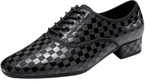 Viaoragiosa Scarpe da Ballo Latino Americano Uomo,Scarpe Ballo Latino Uomo Stringate Tango,Scarpe da Ballo Uomo Standard,Scarpe da Ballo con Tacco Basso,Neri,per Standard Salsa Professionali