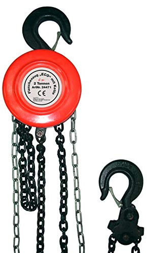 DEMA Kettenzug Handkettenzug eco 2000 kg – Flaschenzug mit 2,5 m Hub, fein dosierbar, Blockiersystem, stabiles Stahlblechgehäuse – für Werkstatt, Landwirtschaft, Forst, Industrie