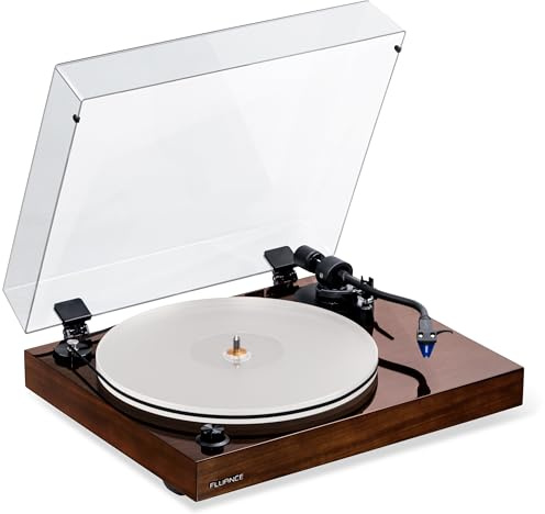 Fluance RT85 Platine Vinyle De Référence – Cellule Ortofon 2M Blue, Plateau en Acrylique, Contrôle De Vitesse, Socle en MDF Massif, Pieds D’Isolation Antivibrations – Noyer