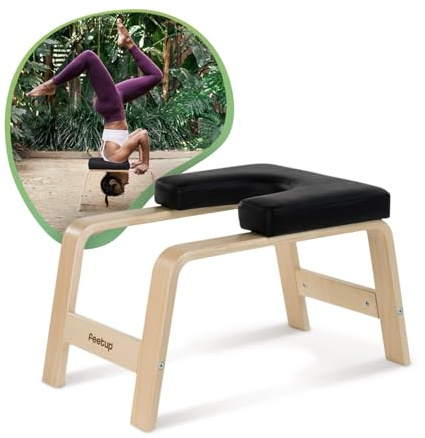 FeetUp - The Original Yoga Headstand Bench, Vegan Handstand Trainer Bench and Stand, Strength Training Inversion Equipment for Relaxation & Strength, Includes App & Starter Kit, Classic, Black