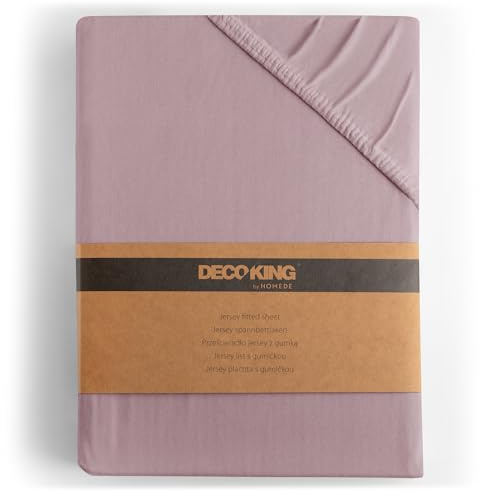 DecoKing Fitted Sheet Single 100% Combed Cotton Soft Jersey Bed Sheet 80x200-90x200 cm Heather Amber