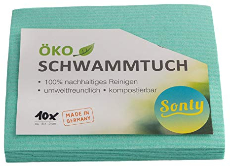Sonty 10 Stück ÖKO Schwammtuch, umweltfreundlich, nachhaltig, biologisch abbaubar, 18 x 19cm (10)