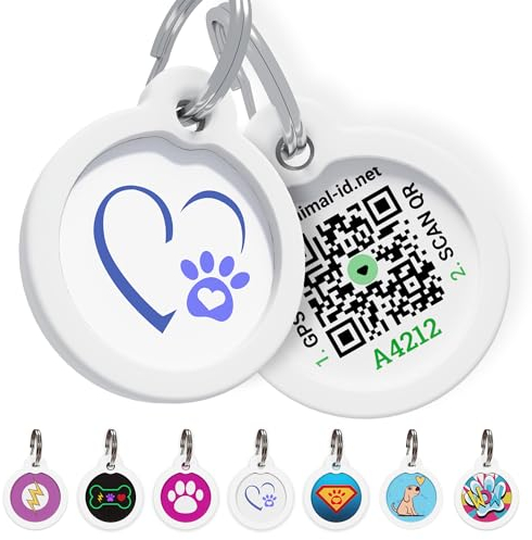 ROVERTAGS Tags for Dogs - Small Dog Tag & Cat Tag - Pet ID Tag - Scannable QR Code Pet Tags for Location - Cat ID Tag & Dog ID Tag with Online Profile - Funny Dog Tags - Tags for Your Pets