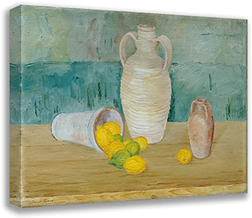 ArtDirect Emil Kraus 24x20 Gallery Wrapped Canvas Museum Art Print Titled: Still Life with Stone Jugs and Lemons