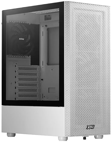 XPG Valor Mesh - Caja compacta ATX de Torre Media, diseño de Panel Frontal de Malla, Panel Lateral de Vidrio Templado de 3 mm, 4 Ventiladores de 120 mm preinstalados