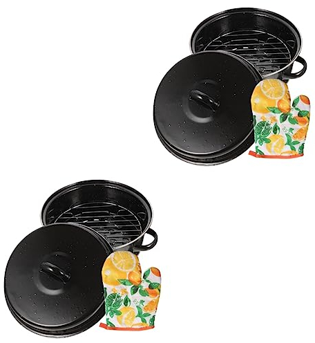OQHAIR 2 Sets Kitchen Turkey Plate Chicken Roasting Pan Oven Roaster Pan with Lid Turkey Roaster Pan Turkey Roasting Pan with Lid Turkey Baking Pan Chicken Roasting Trays Cooking Supply