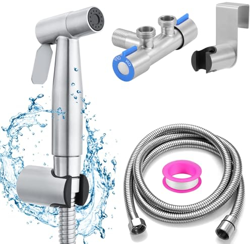 Coffee Life Plus Kit de Pulverizador de Bidé de Mano de Acero Inoxidable, Grifo Bidet para WC, Ducha Higiénica para WC, con Manguera y Válvula de G1/2 Soporte