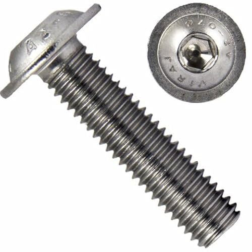 Lot de 25 vis à tête bombée avec bride et six pans creux, galvanisées et inoxydables, vis à tête plate, vis à tête plate, vis à tête ronde (M6 x 40)