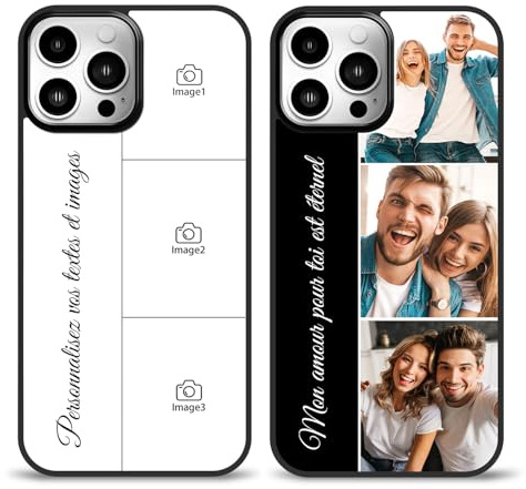 Easycosy Coque Personnalisée Photo pour iPhone 17 16 15 14 13 12 11 Pro/Max/Mini XR X XS Max Coque Personnalisable avec Votre Image Texte pour Couple Ami, Famille, Etui en TPU Plein de Protection