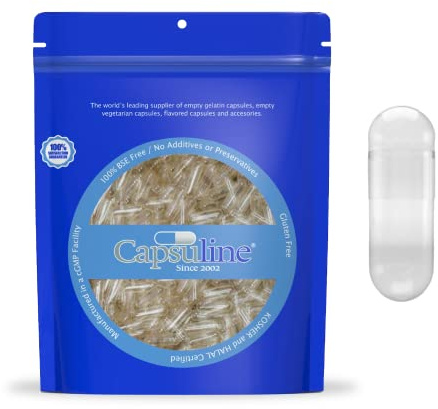 Gélules Vides de Gélatine Transparentes de Taille 4 par Capsuline - 1000 Unités