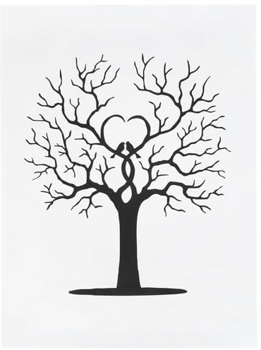Árbol de huellas dactilares DIY invitado firma cartel lienzo huella digital pintura