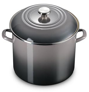 Le Creuset Enamel on Steel Traditional Stockpot, 16 qt., Oyster with Stainless Steel Knob