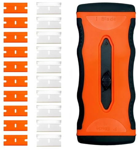 Grattoir Plaque Vitrocéramique, Grattoir Vitre avec 10PCS Lames Extra en Métal et 10PCS Lames en Plastique, Grattoir de Nettoyage Multi-usages,pour Plaque à Induction, Voiture, Verre, Miroir