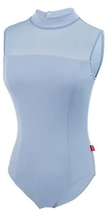 Maillot Ballet Mujer Leotardos de Ballet sin mangas for mujer, leotardo de baile de nailon con cuello levantado, leotardo de gimnasia de empalme, traje de Ballet for adultos, trajes de baile(Grey,L he