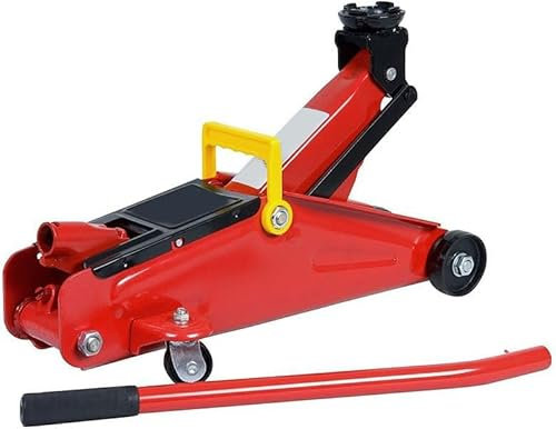 Cric Sollevatore Idraulico per Auto in Acciaio 2 Ton Carrello Martinetto Meccanico, Crick per Macchina, Moto con Ruote e Maniglia per Trasporto Portata 2T- colorazione casuale