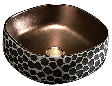 Lavabo de cerámica de 16,9 x 5,9 Pulgadas para baño, sobre encimera, con desagüe para Mueble de Lavabo y tocador.