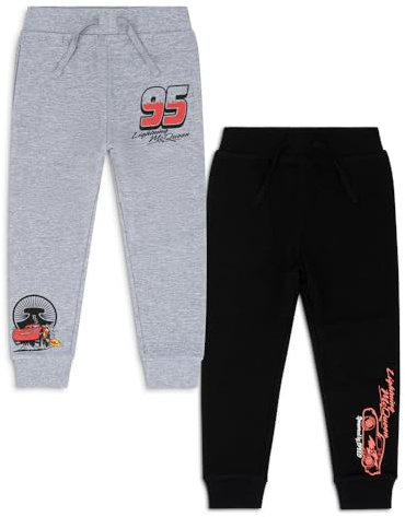 Disney Cars Boys 2 Pack Joggers – 100% Cotton Lightning McQueen Tracksuit Bottoms with Elasticated Waist – Kids Sweatpants Ages 18-24 Months to 6-7 Years (UK, Age, 6 Years, 7 Years) Multicoloured