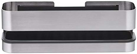 blomus -NEXIO- Duschkorb aus mattiertem Edelstahl, praktischer Kunststoffeinsatz für vereinfachte Reinigung, inkl Halterung, exklusives Badaccessoire (H / B / T: 8,5 x 25 x 8 cm, Edelstahl, 68941)